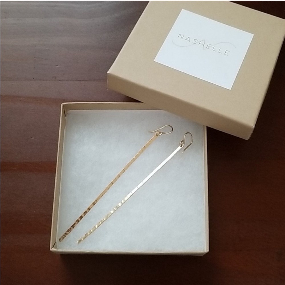 Nashelle Pure Bar Drop Earrings Gold - Picture 2 of 2